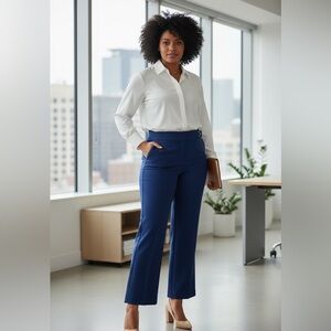 Chico's Classic Navy Textured Ponte Women's Trousers size 2.5 (12-14)